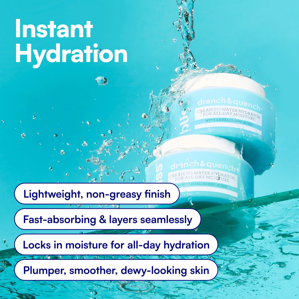 Bliss Drench & Quench moisturizer on a bathroom counter