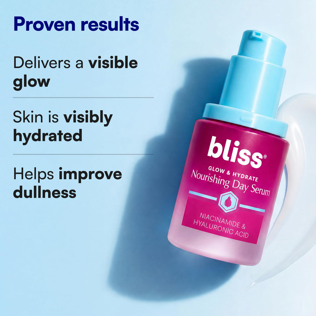 Bliss Glow and Hydrate Serum texture on skin