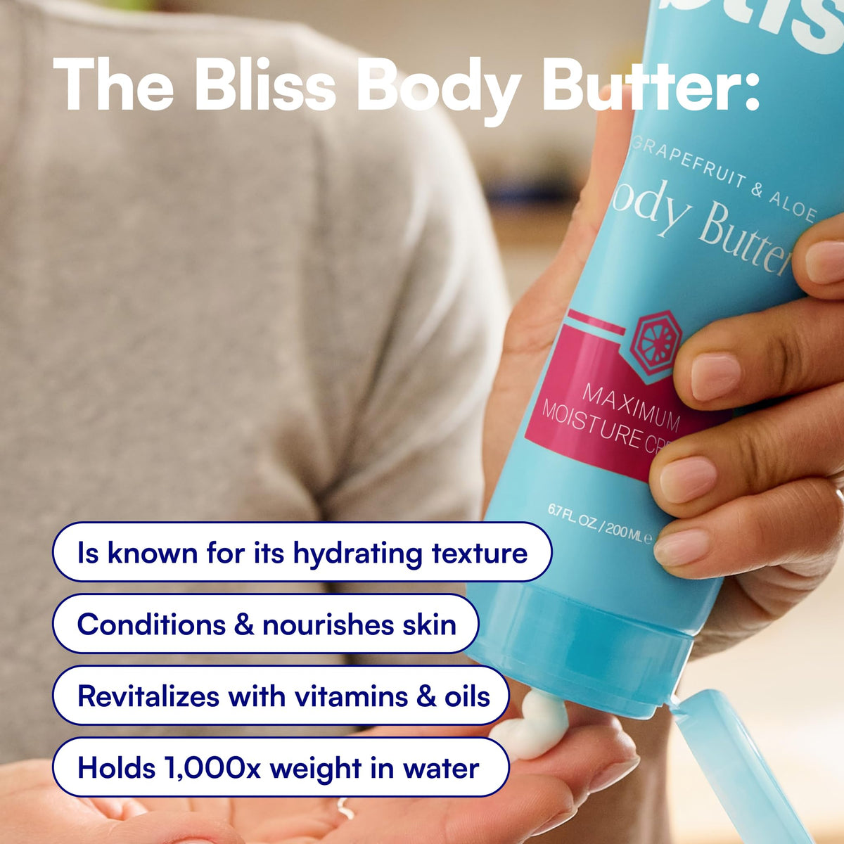 Bliss Grapefruit and Aloe Body Butter 6.7 Fl Oz texture close-up
