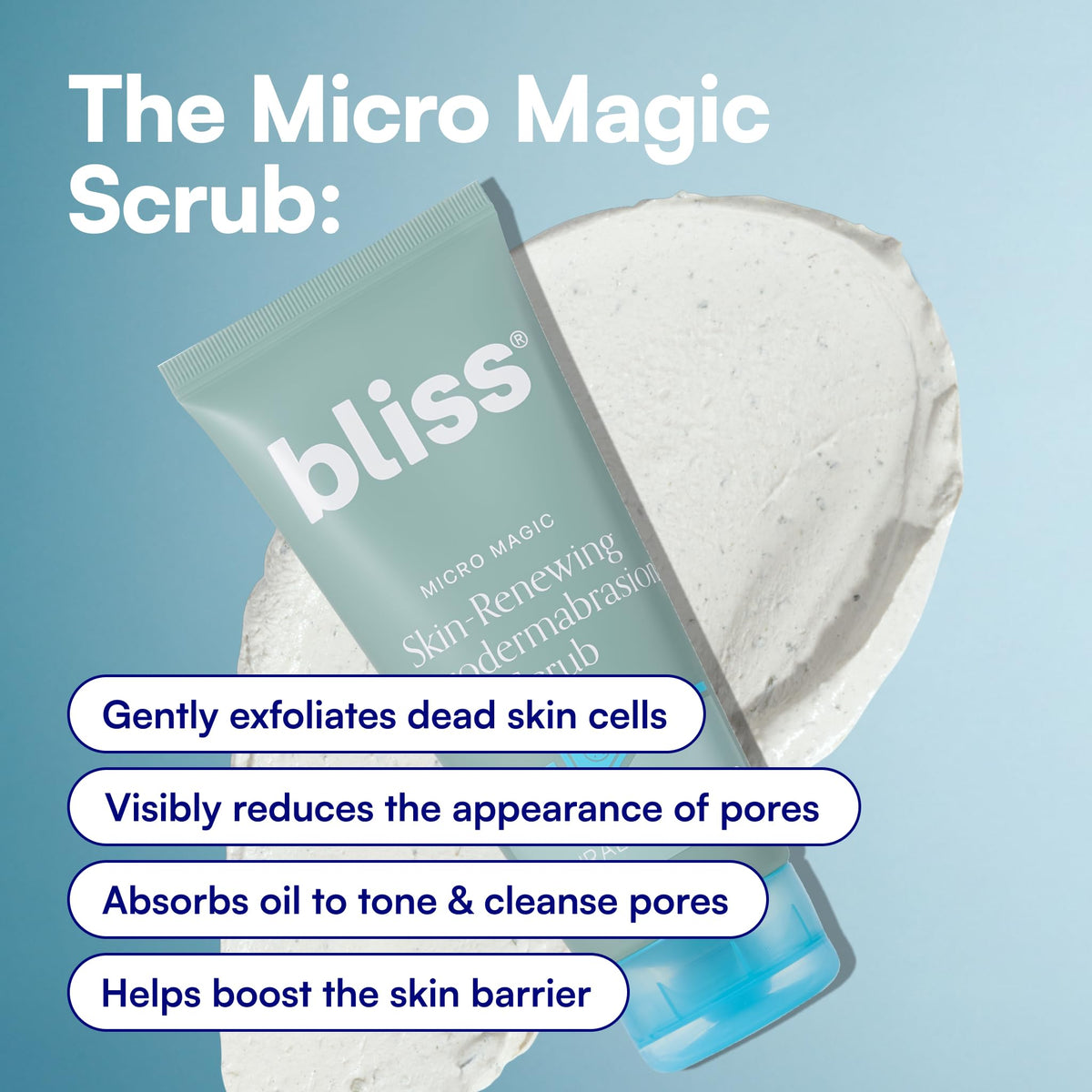 Bliss Micro Magic Face Scrub packaging side view