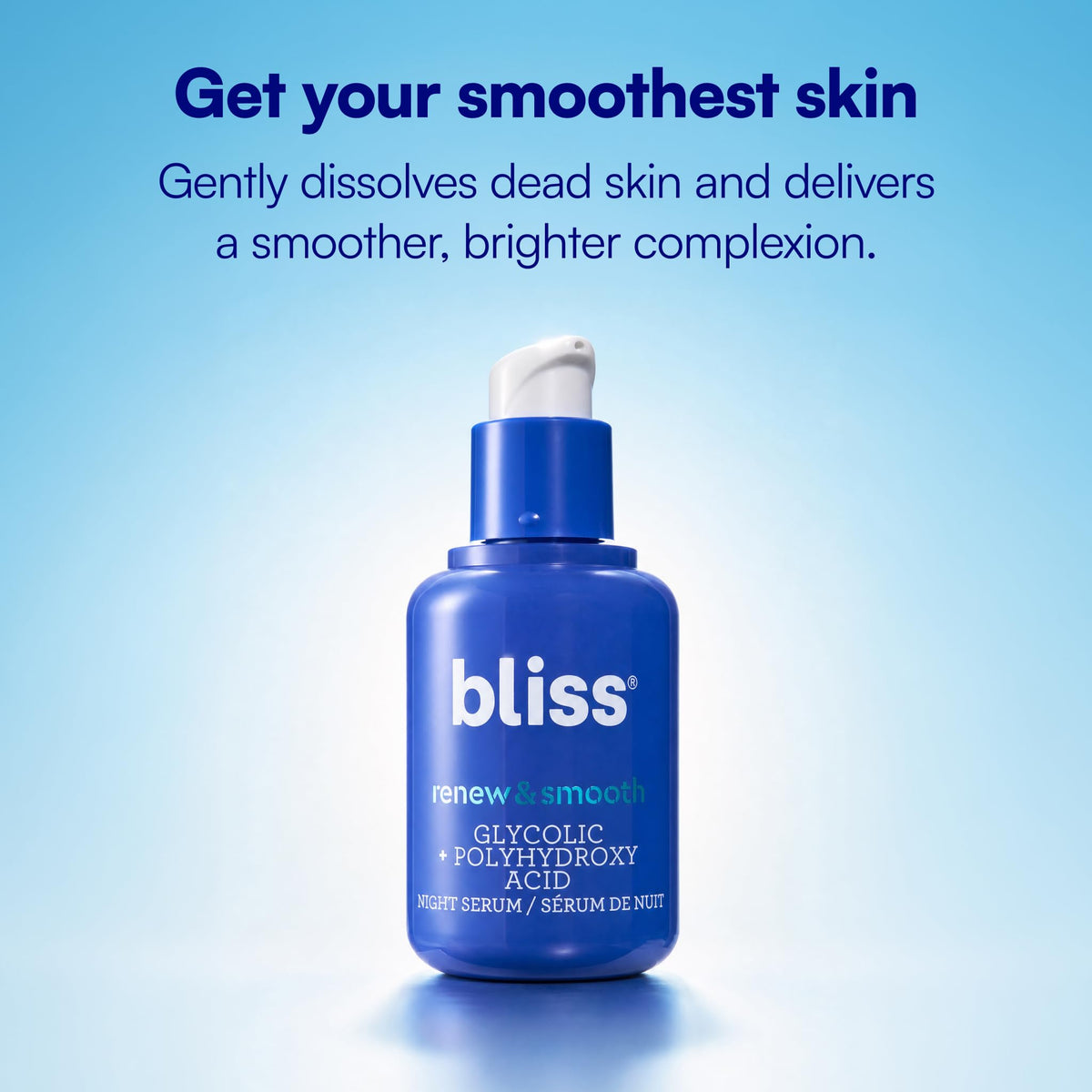 Bliss Renew & Smooth Glycolic Acid Night Serum texture on hand