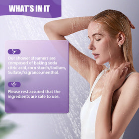 BlissfulOasis shower steamer set displayed on a bathroom shelf