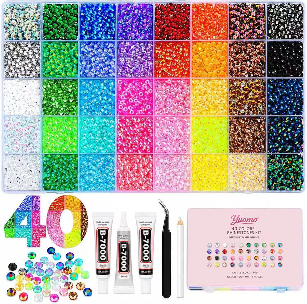 BlissVeritura 40000 Pcs Jelly Rhinestones Bedazzling Kit front view