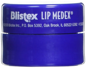 Blistex Lip Medex tube on a wooden surface
