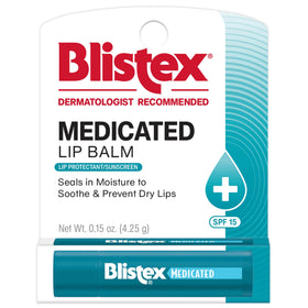 Blistex Medicated Lip Balm SPF 15 front view with packaging