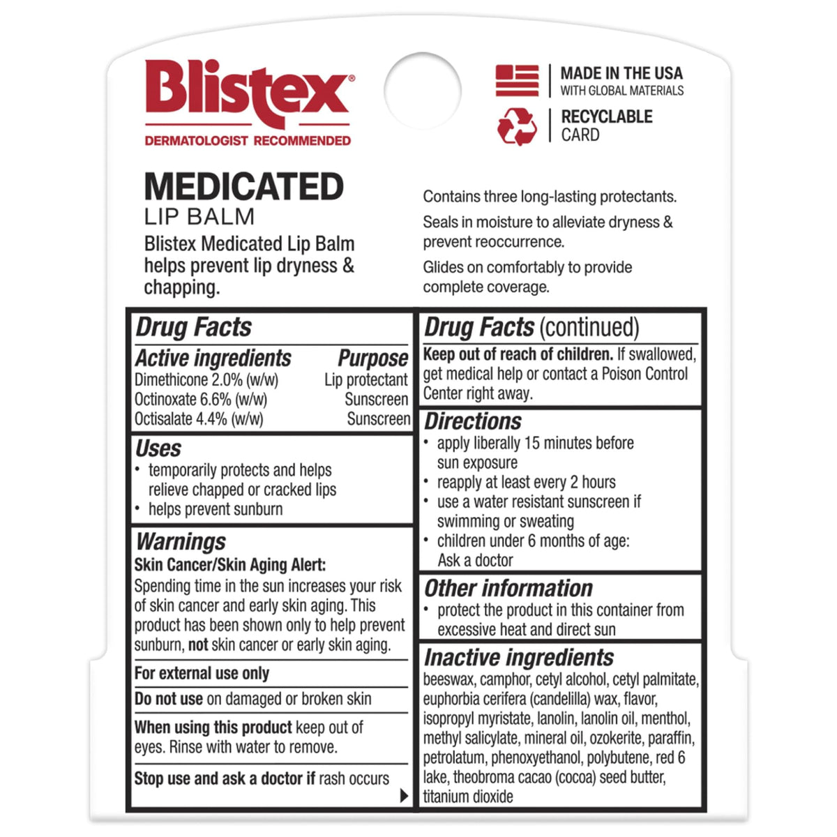 Blistex Medicated Lip Balm SPF 15 side view