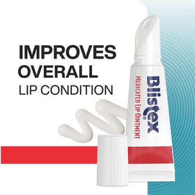 Blistex Medicated Lip Ointment application on lips