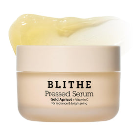 BLITHE Pressed Serum Gold Apricot front view with packaging
