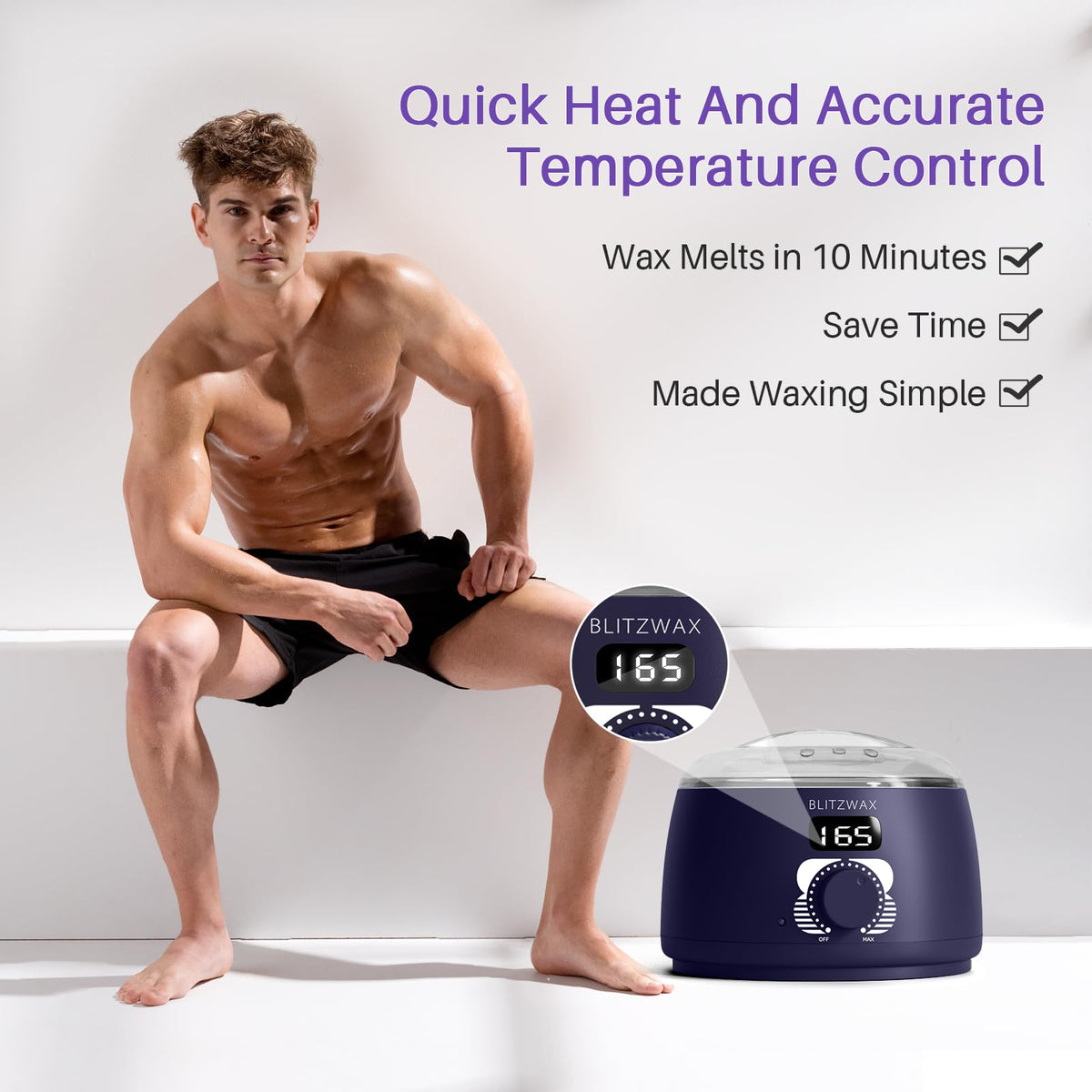 BLITZWAX Wax Warmer 16 oz side view showing temperature control
