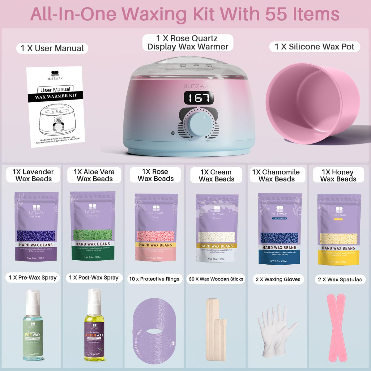 BLITZWAX Waxing Kit demonstrating use on underarm area