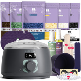 BLITZWAX Waxing Kit for Men with hard wax warmer and applicators