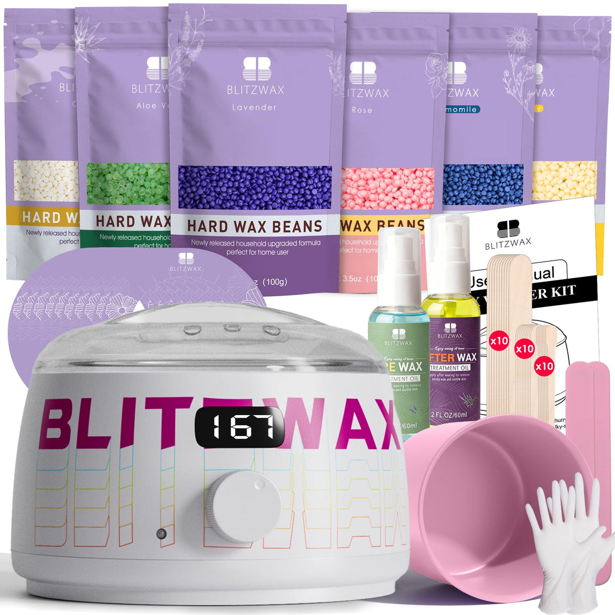 BLITZWAX Waxing Kit front view with Frost Reverb design