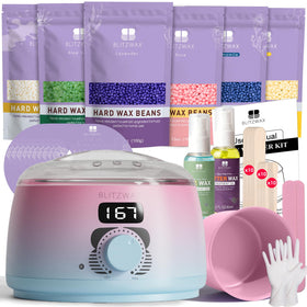 BLITZWAX Waxing Kit pink blue gradient hard wax warmer front view