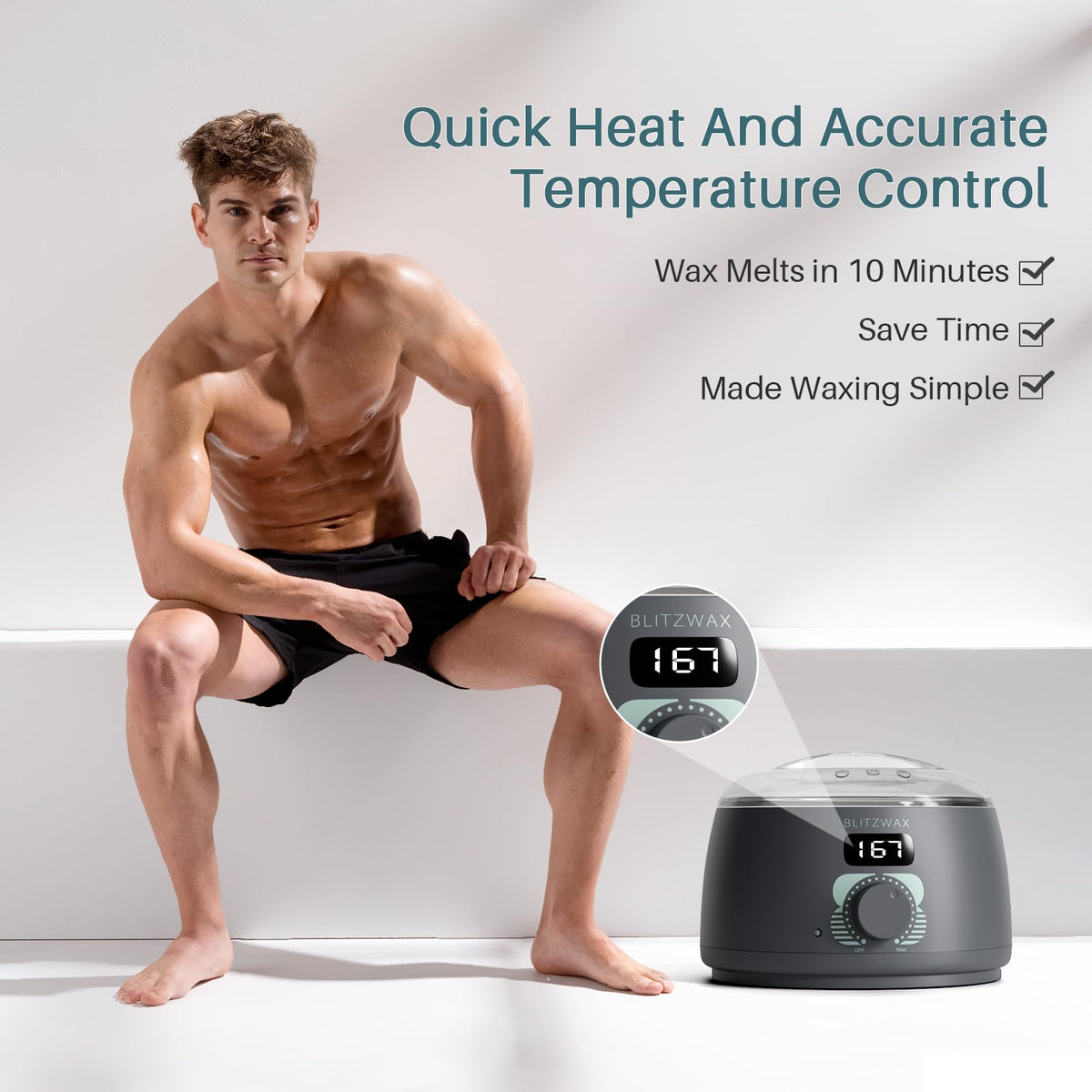 BLITZWAX Waxing Kit stylish design with temperature control display