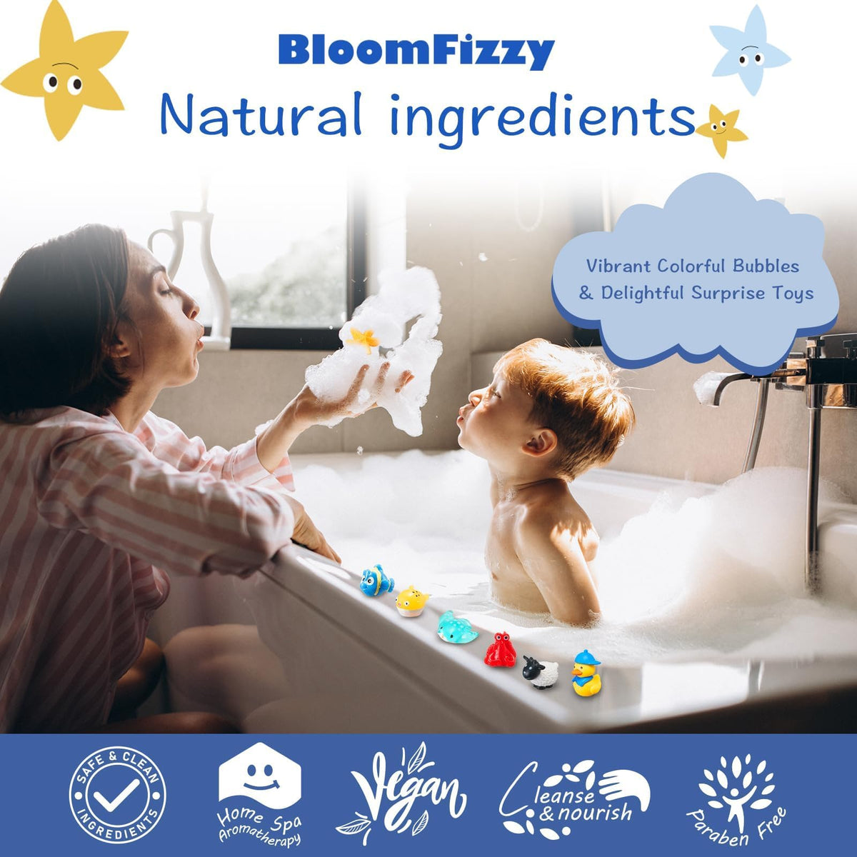 BloomFizzy bath bomb with land animal toy inside