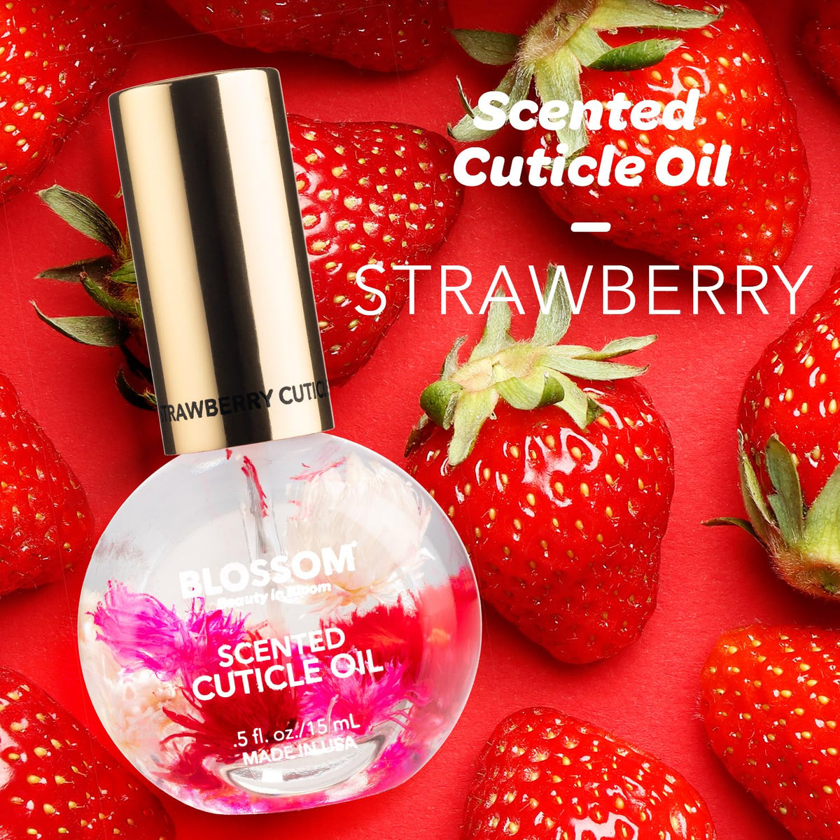 Blossom Cuticle Oil 0.5 fl. oz back view showing ingredients