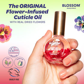 Blossom Cuticle Oil 0.5 fl oz back view showing ingredients