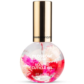 Blossom Cuticle Oil 0.5 fl. oz front view with real flowers