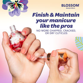 Blossom Cuticle Oil 0.5 fl. oz in use on nails