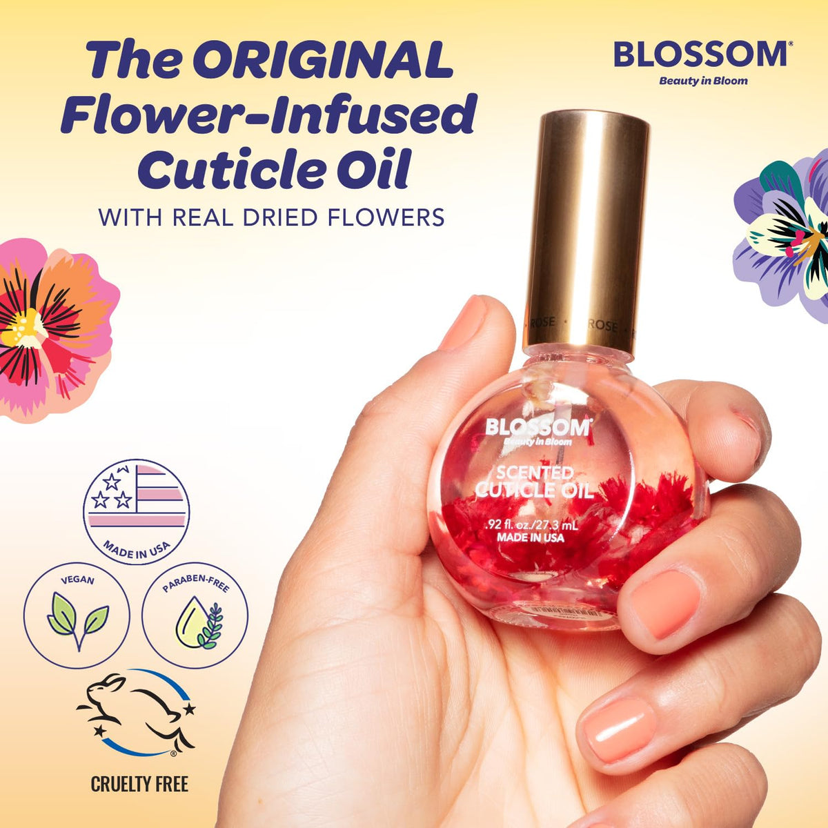 Blossom Cuticle Oil 0.5 fl. oz with lavender flowers