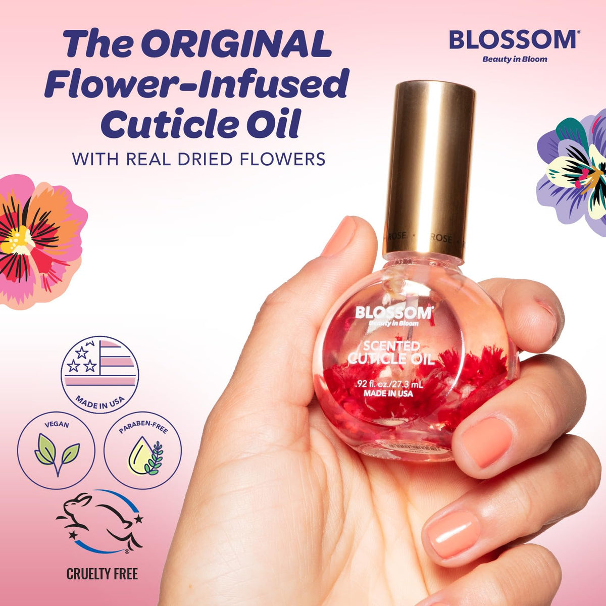 Blossom Cuticle Oil 0.5 fl. oz with lavender scent