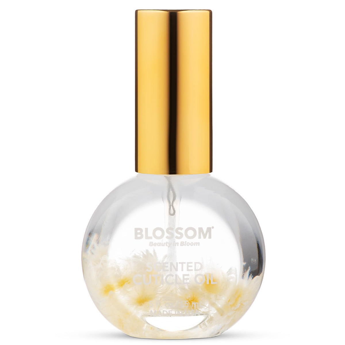 Blossom Cuticle Oil 0.5 fl. oz with real flowers front view