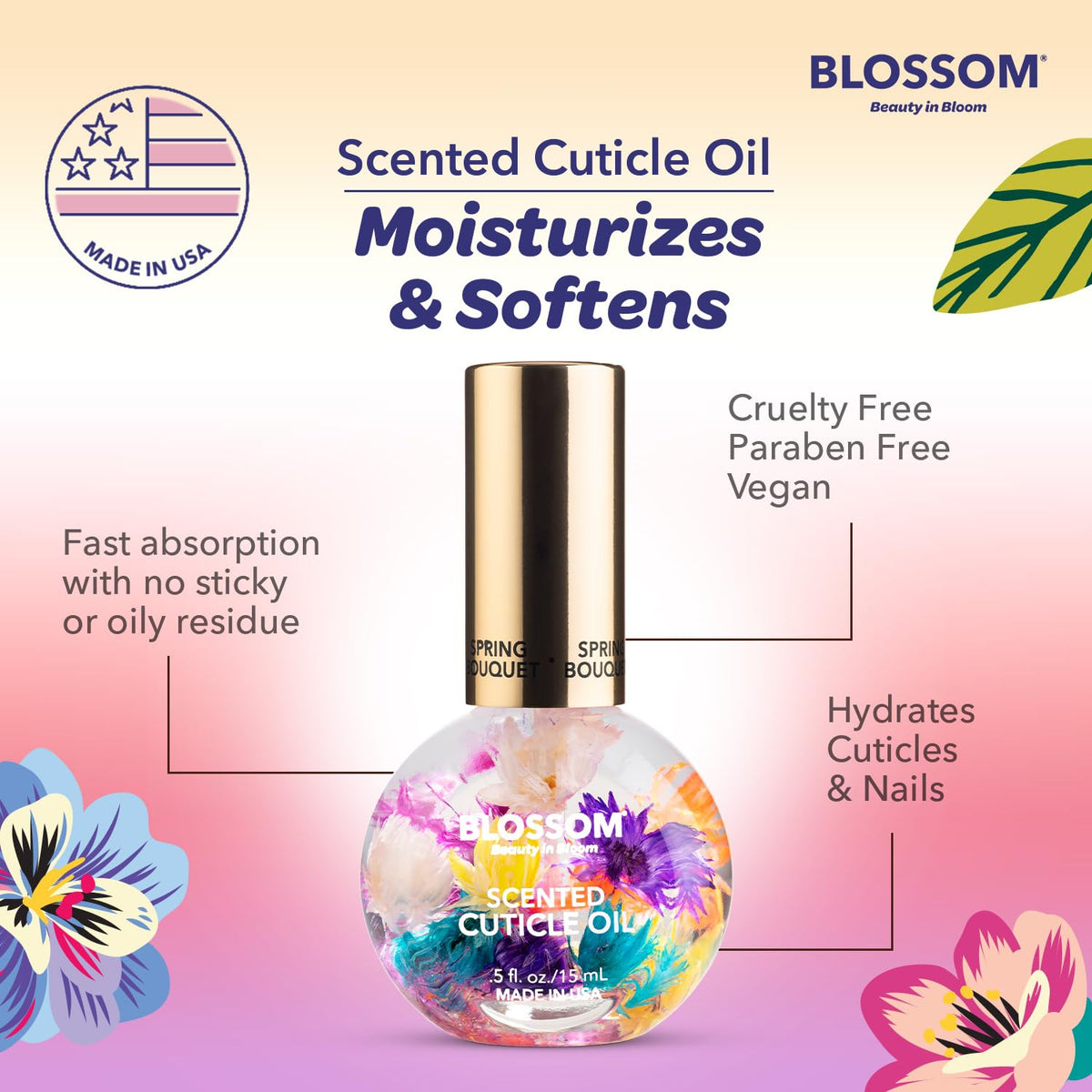 Blossom Cuticle Oil 0.5 fl. oz with various scent options