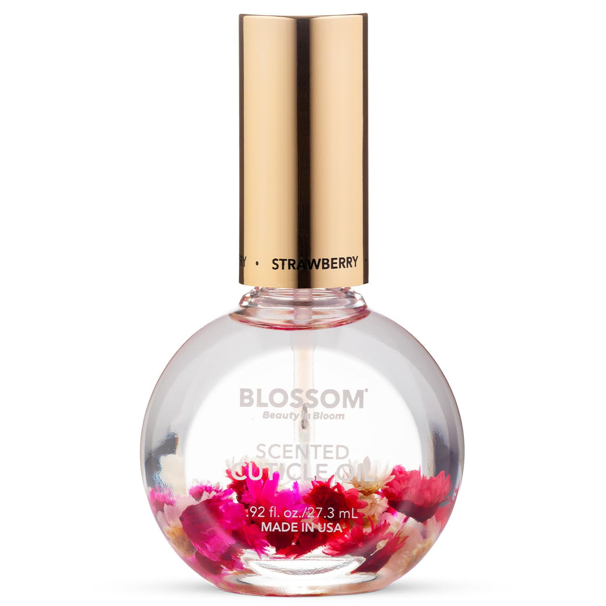 Blossom Cuticle Oil 0.92 fl. oz front view with real flowers