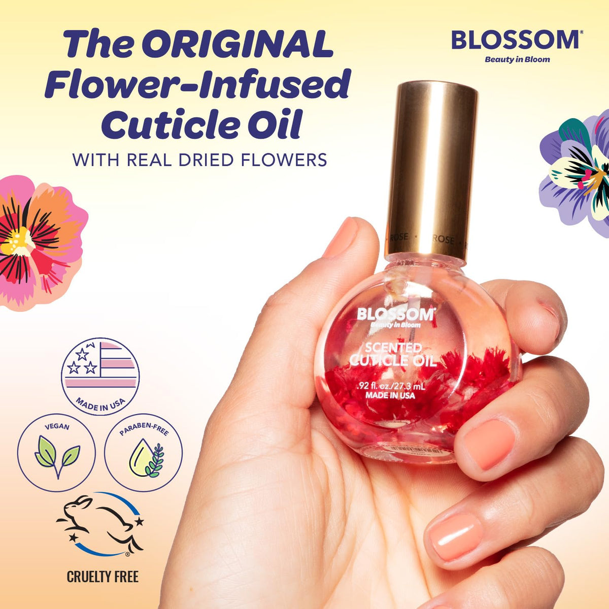 Blossom Cuticle Oil Almond Biscotti showing dropper applicator