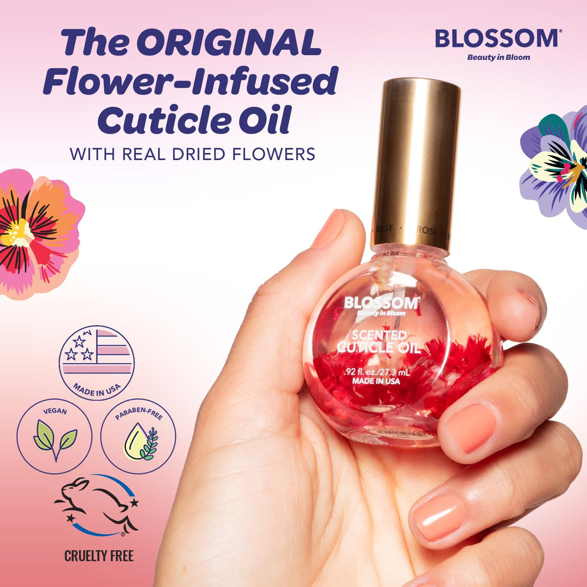 Blossom Cuticle Oil application on nails