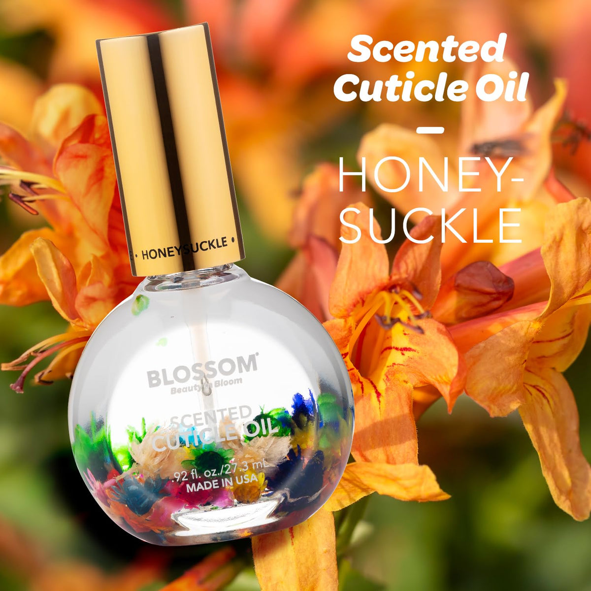 Blossom Cuticle Oil bottle with floral design