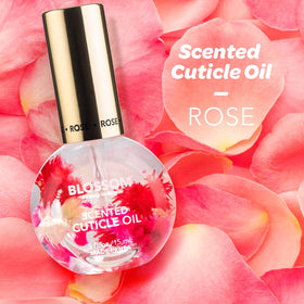 Blossom Cuticle Oil bottle with floral infusion close-up