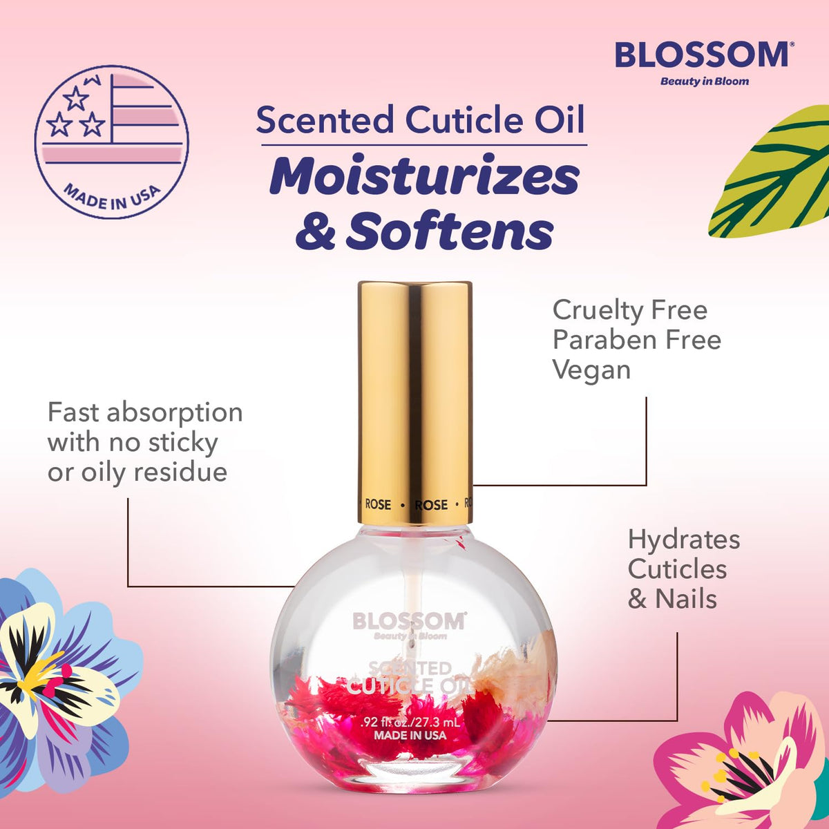 Blossom Cuticle Oil bottle with floral scent description