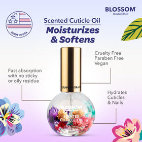 Blossom Cuticle Oil in lifestyle setting with nails