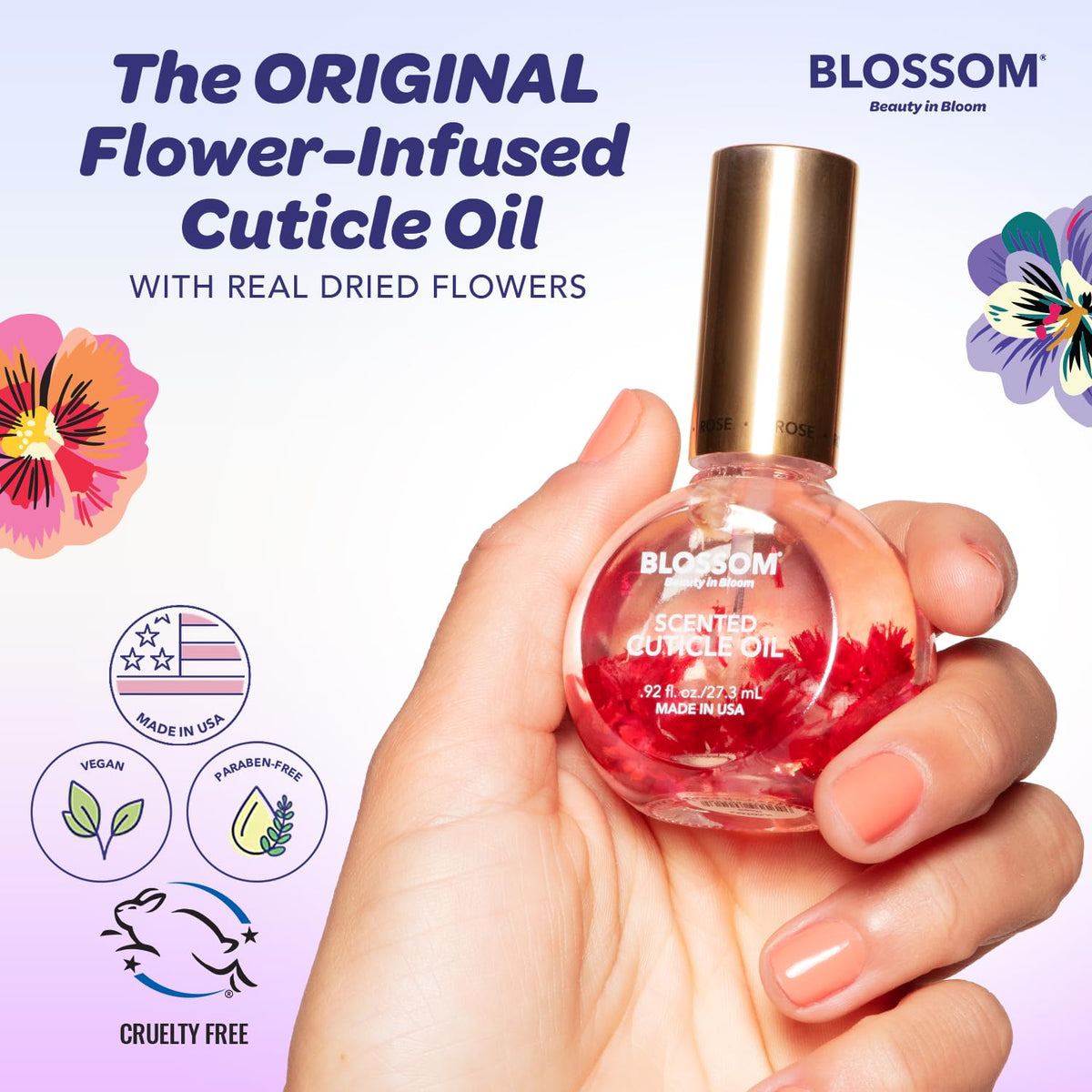 Blossom Cuticle Oil packaging with floral design