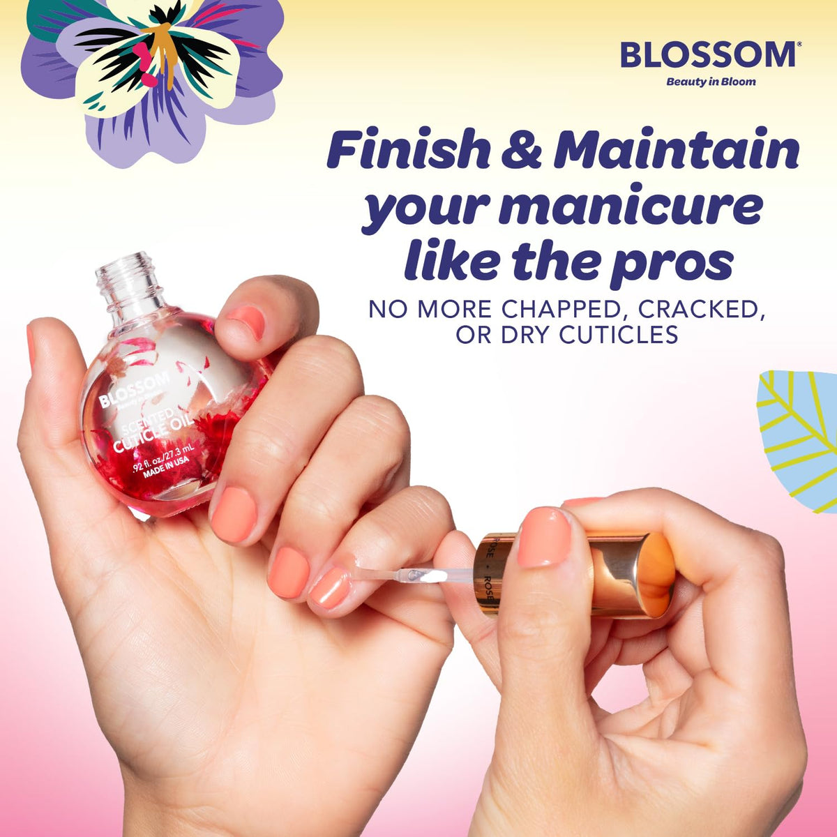 Blossom Cuticle Oil packaging with floral scents