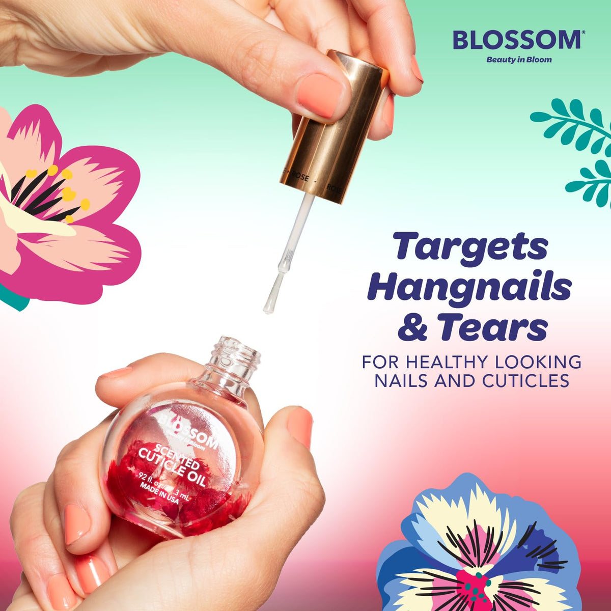 Blossom Cuticle Oil Watermelon Scent application on nails