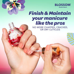 Blossom Cuticle Oil Watermelon Scent with floral background