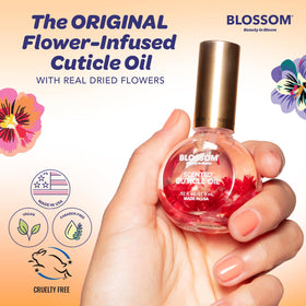 Blossom Cuticle Oil with coconut scent and dried flowers