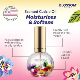 Blossom Cuticle Oil with floral background