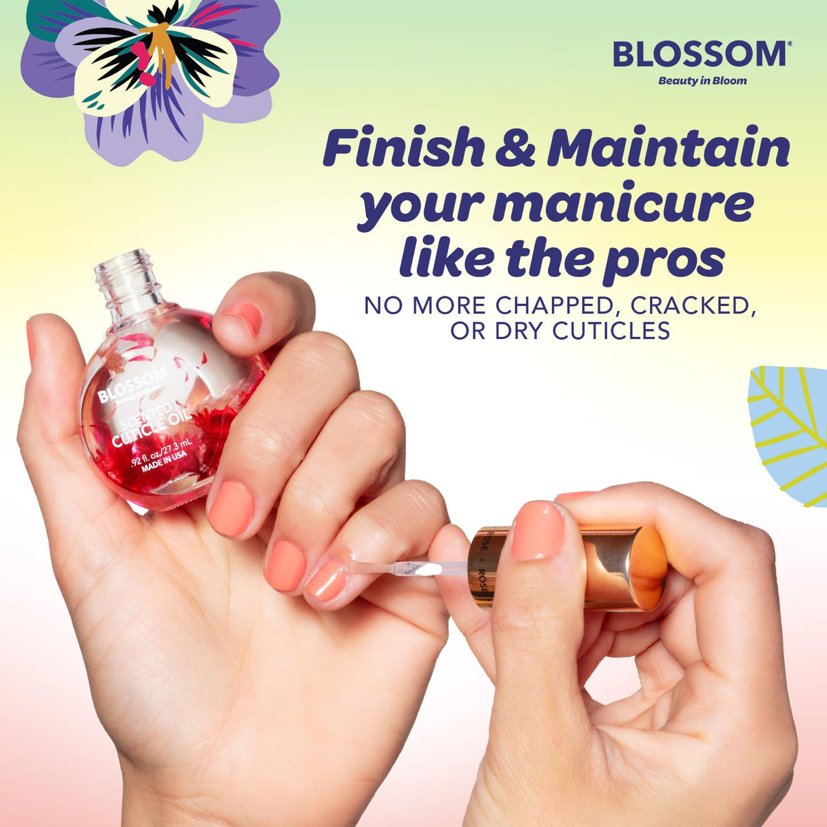 Blossom Cuticle Oil with lavender flowers