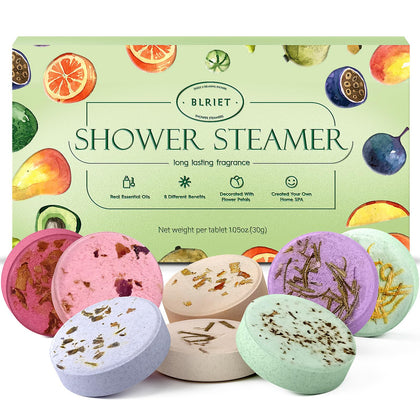BLRIET Shower Steamers 8 Pack with assorted fruit scents
