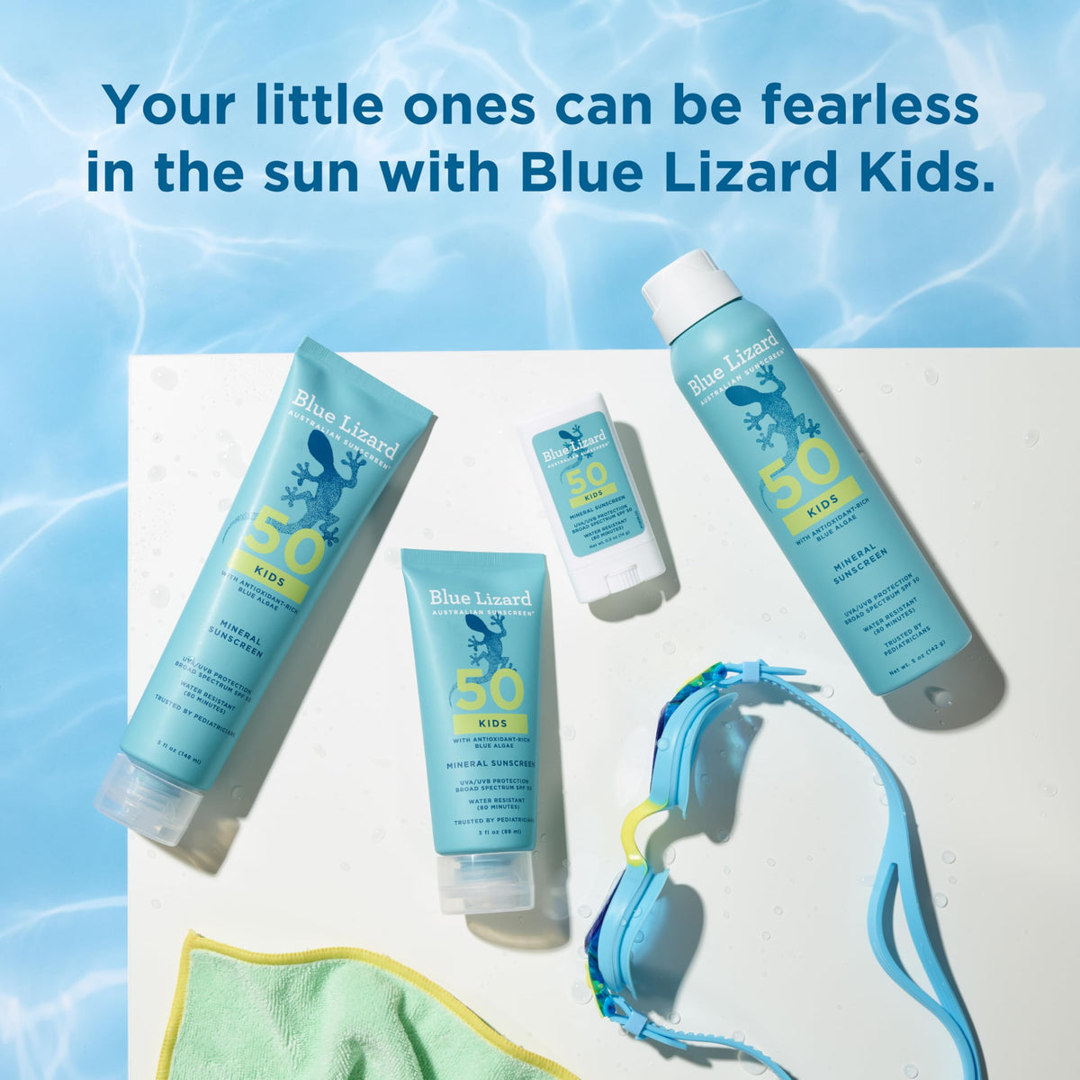 BLUE LIZARD Kids Mineral Sunscreen Lotion SPF 50 with Blue Algae ingredients