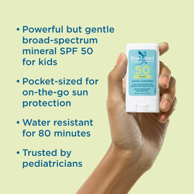 BLUE LIZARD Kids Mineral Sunscreen Stick SPF 50 side view with label