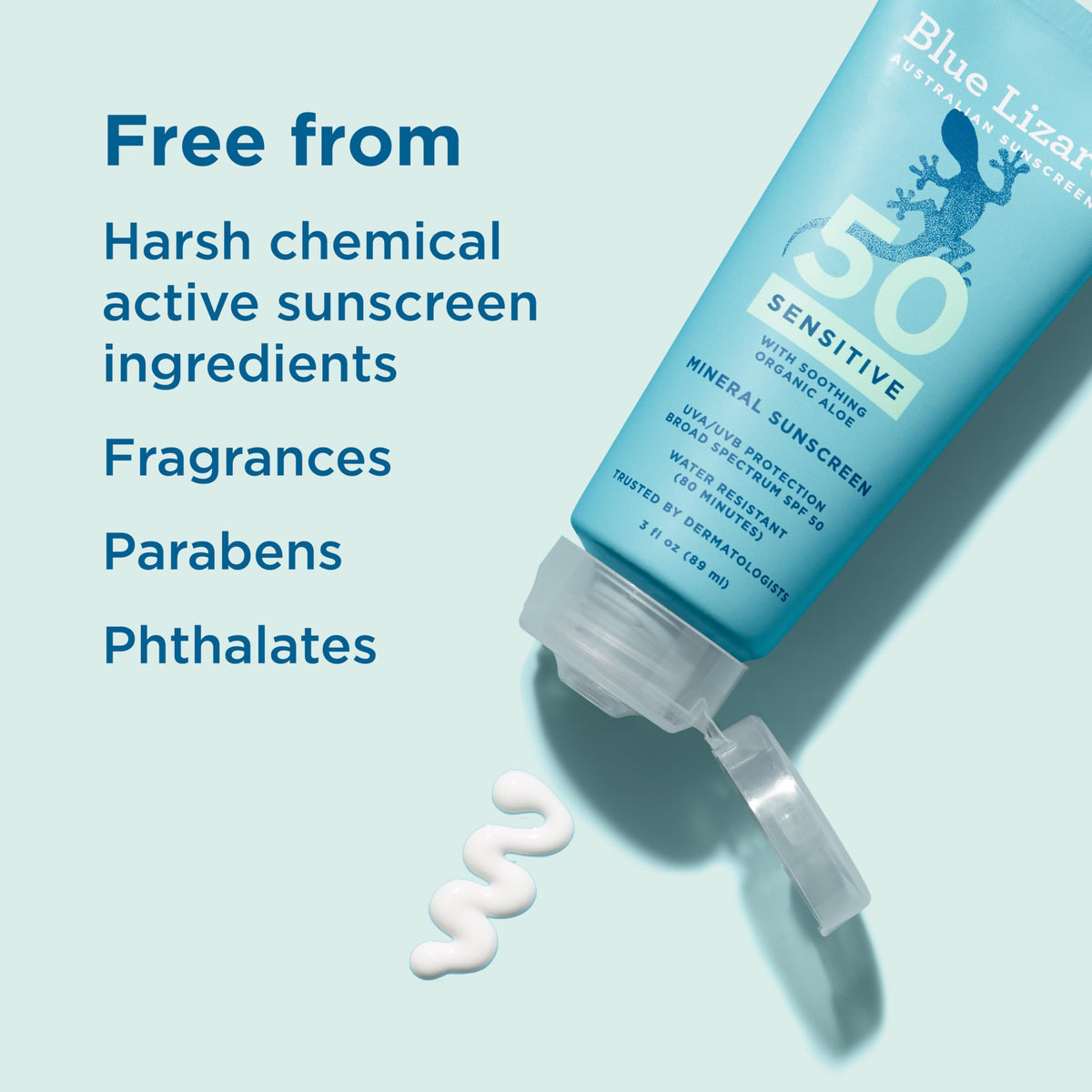 BLUE LIZARD Sensitive Mineral Sunscreen SPF 50 with Aloe Vera plant