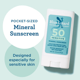 BLUE LIZARD Sensitive Mineral Sunscreen Stick SPF 50 application demonstration