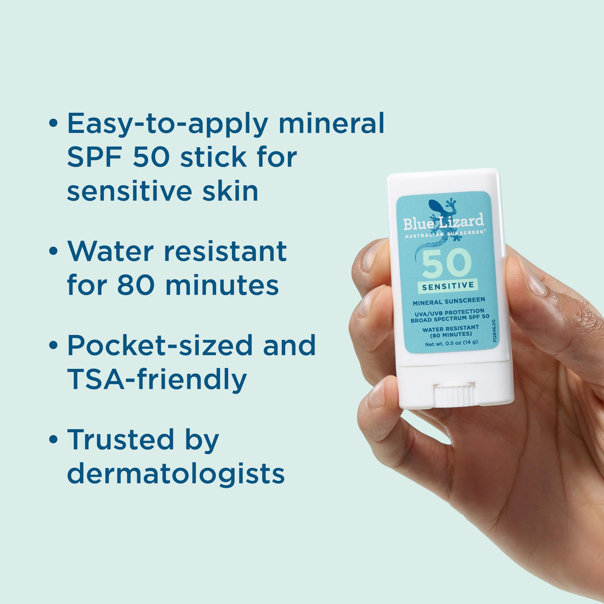 BLUE LIZARD Sensitive Mineral Sunscreen Stick SPF 50 side view