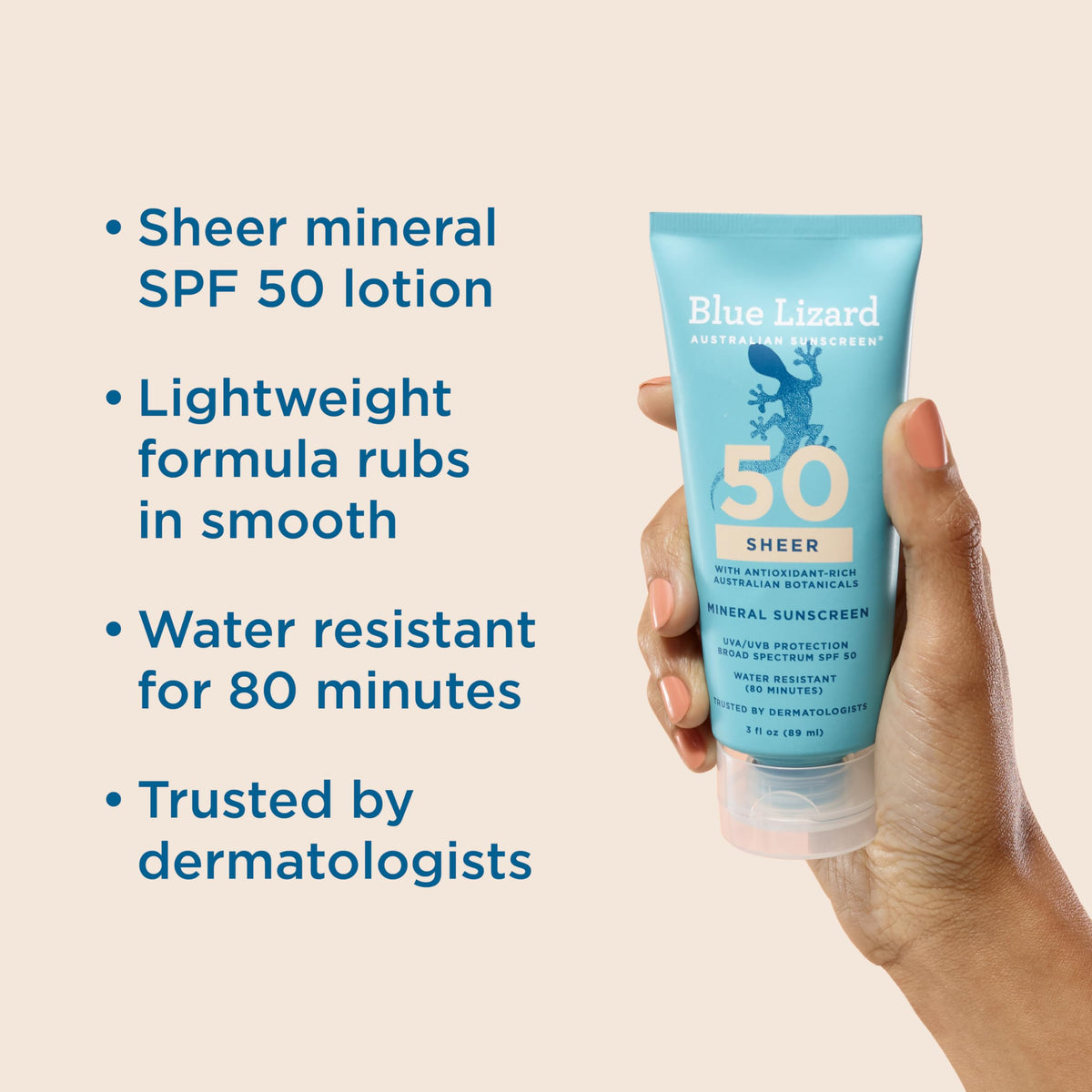 BLUE LIZARD Sheer Mineral Sunscreen Lotion SPF 50 back view