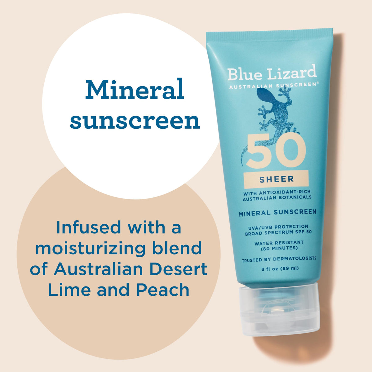 BLUE LIZARD Sheer Mineral Sunscreen Lotion SPF 50 with packaging