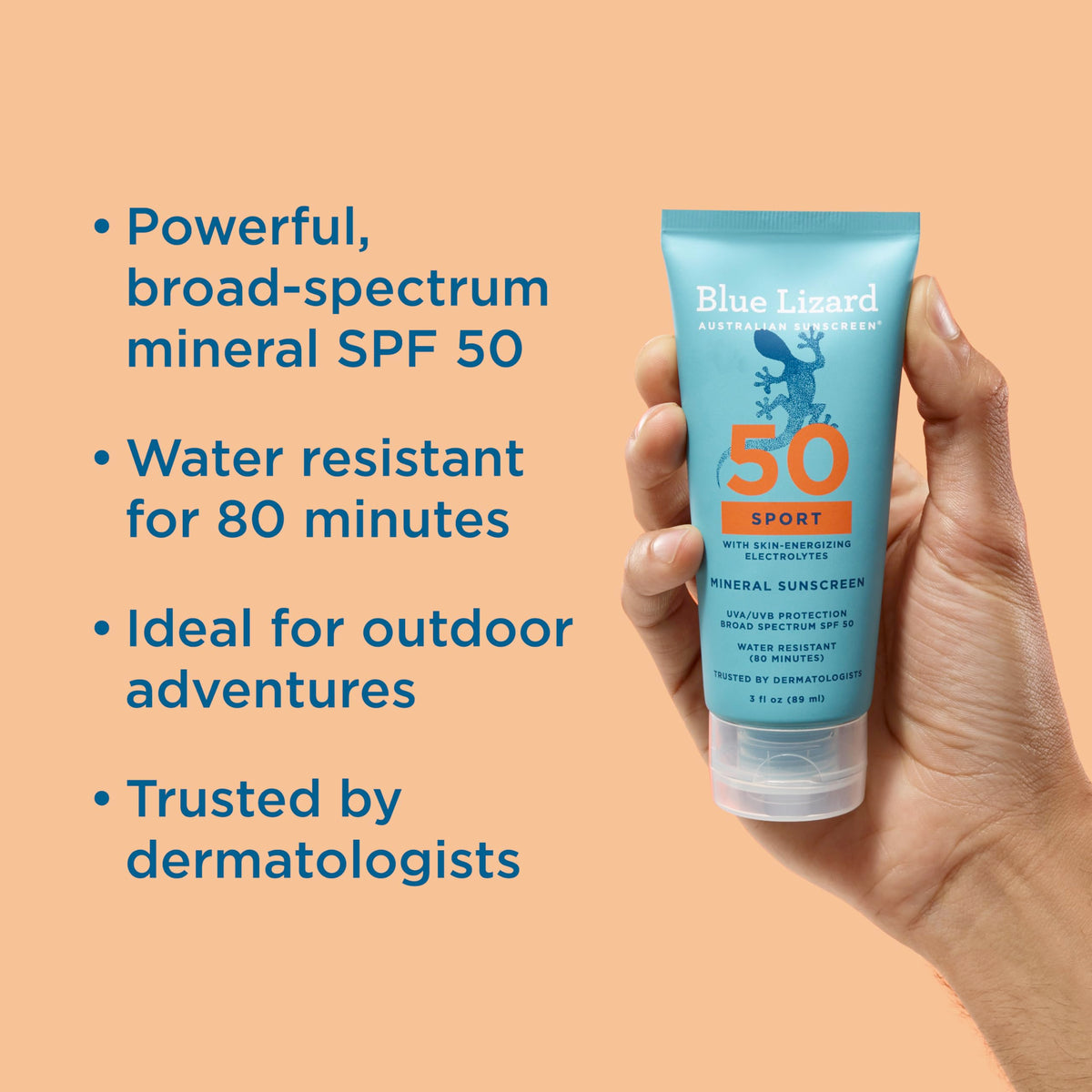 BLUE LIZARD Sport Mineral SPF 50 Lotion back view